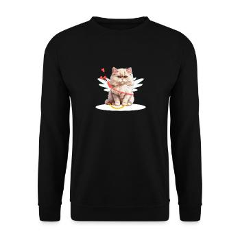 Lustige Valentinstag Katze Amor Herz Persisch - Unisex Pullover - Schwarz - Vorne - Alina (178cm) & Michal (187cm)
