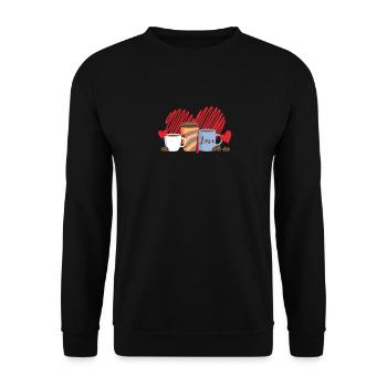 La Saint-Valentin Café Boire L’amant Coeur Amour - Sweat-shirt Unisexe - noir - Devant - Alina (178cm) & Michal (187cm)