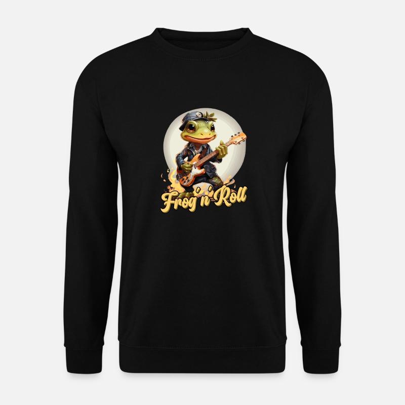 Funny frog with guitar, saying - Unisex Sweatshirt - black