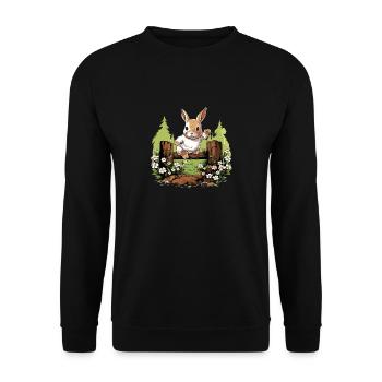 HappyHops Kaninhop lapin Kaninhop cadeau - Sweat-shirt Unisexe - noir - Devant - Alina (178cm) & Michal (187cm)
