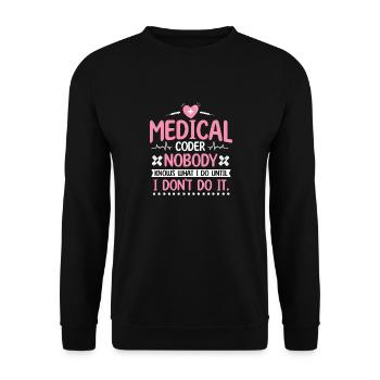 Spécialiste du codage de codeur médical - Sweat-shirt Unisexe - noir - Devant - Alina (178cm) & Michal (187cm)