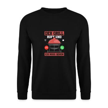 Der Grill ruft und ich muss gehen Grillen BBQ Gril - Unisex Pullover - Schwarz - Vorne - Alina (178cm) & Michal (187cm)