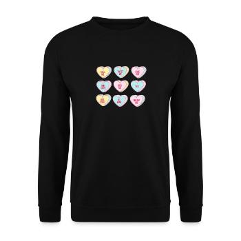 Happy Valentines Day Candy Conversation Hearts - Unisex Sweatshirt - black - Front - Alina (178cm) & Michal (187cm)