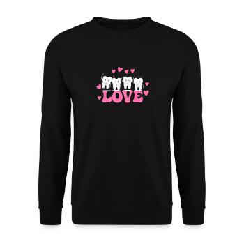 Tg Dents D’amour Dentaire Dentiste Saint Valentin - Sweat-shirt Unisexe - noir - Devant - Alina (178cm) & Michal (187cm)