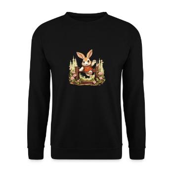 Kaninhop Dein Kaninchen als Hindernis-Champion - Unisex Pullover - Schwarz - Vorne - Alina (178cm) & Michal (187cm)