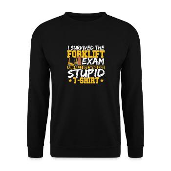 Funny Survived The Forklift Exam Forklifting Forkl - Unisex Pullover - Schwarz - Vorne - Alina (178cm) & Michal (187cm)
