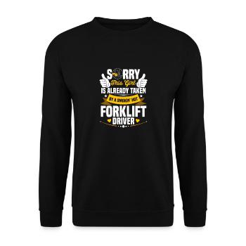 Cool Sorry This Girl Is Already Taken By Forklift - Unisex Pullover - Schwarz - Vorne - Alina (178cm) & Michal (187cm)