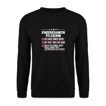 Pfleger Pflegekraft Kinderkrankenpflegerin - Unisex Pullover - Schwarz - Vorne - Alina (178cm) & Michal (187cm)