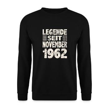 November 1962 Legende seit 61 Jahren Mann Frau - Unisex Pullover - Schwarz - Vorne - Alina (178cm) & Michal (187cm)