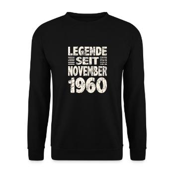 November 1960 Legende seit 63 Jahren Mann Frau - Unisex Pullover - Schwarz - Vorne - Alina (178cm) & Michal (187cm)