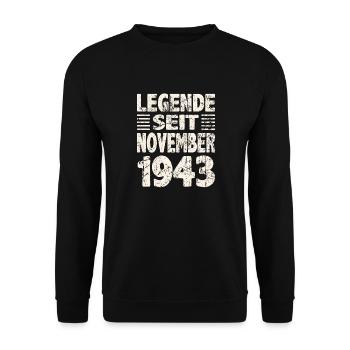 November 1943 Legende seit 80 Jahren Mann Frau - Unisex Pullover - Schwarz - Vorne - Alina (178cm) & Michal (187cm)