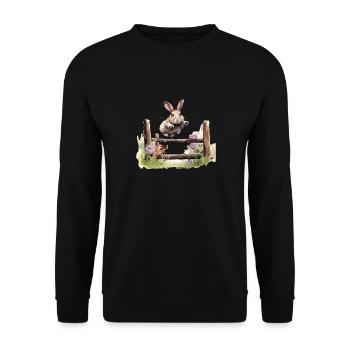 Kaninhop Discover the world of rabbit sports - Unisex Sweatshirt - black - Front - Alina (178cm) & Michal (187cm)