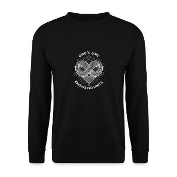 Gottes Liebe kennt keine Grenzen - Unisex Pullover - Schwarz - Vorne - Alina (178cm) & Michal (187cm)
