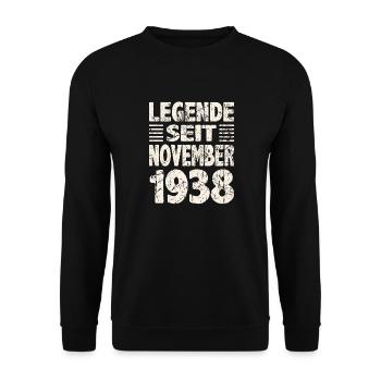 November 1938 Legende seit 85 Jahren Mann Frau - Unisex Pullover - Schwarz - Vorne - Alina (178cm) & Michal (187cm)