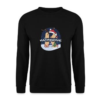Génial Katherine nom w chapeau de père Noël dans le thème de Noël - Sweat-shirt Unisexe - noir - Devant - Alina (178cm) & Michal (187cm)