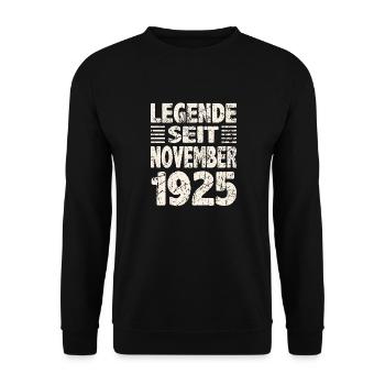 November 1925 Legende seit 98 Jahren Mann Frau - Unisex Pullover - Schwarz - Vorne - Alina (178cm) & Michal (187cm)