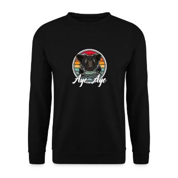 Aye-Aye Primat Lemur Madagaskar Retro - Unisex Pullover - Schwarz - Vorne - Alina (178cm) & Michal (187cm)