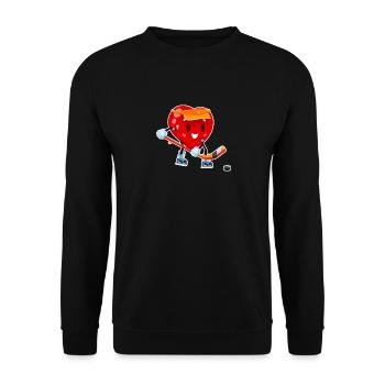 Heart Play Ice Hockey Stick Valentine's Day Love - Unisex Sweatshirt - black - Front - Alina (178cm) & Michal (187cm)