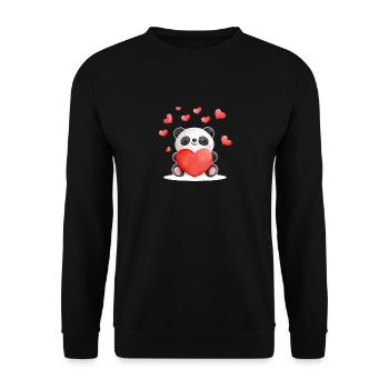 Valentinstag Panda-Herzen Niedliche Pandas Herz - Unisex Pullover - Schwarz - Vorne - Alina (178cm) & Michal (187cm)