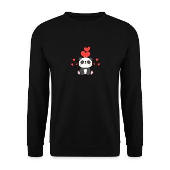Valentinstag Panda-Herzen Niedliche Pandas Herz - Unisex Pullover - Schwarz - Vorne - Alina (178cm) & Michal (187cm)