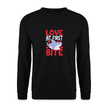 L’amour à la première bouchée requins drôle Saint-Valentin - Sweat-shirt Unisexe - noir - Devant - Alina (178cm) & Michal (187cm)