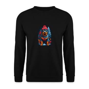 Rottweiler En Hiver A Rottweiler Heureux - Sweat-shirt Unisexe - noir - Devant - Alina (178cm) & Michal (187cm)