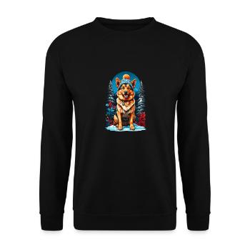German Shepherd With Winter Hat Happier - Unisex Sweatshirt - black - Front - Alina (178cm) & Michal (187cm)