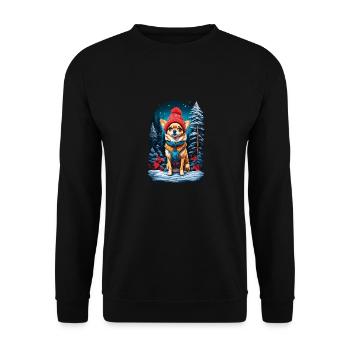 Chihuahua with winter hat Happy Chihuahua - Unisex Sweatshirt - black - Front - Alina (178cm) & Michal (187cm)