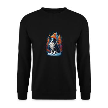 Border Collie With Winter Hat Happy Border - Unisex Sweatshirt - black - Front - Alina (178cm) & Michal (187cm)