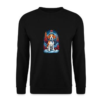 Beagle with winter hat Happy Beagle - Unisex Sweatshirt - black - Front - Alina (178cm) & Michal (187cm)