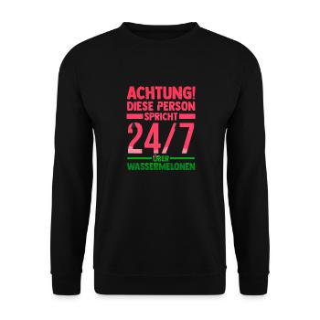 Früchte Wassermelone - Unisex Pullover - Schwarz - Vorne - Alina (178cm) & Michal (187cm)