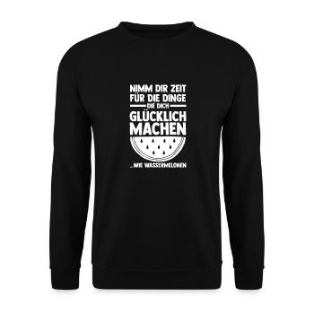 Früchte Wassermelone - Unisex Pullover - Schwarz - Vorne - Alina (178cm) & Michal (187cm)