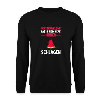 Früchte Wassermelone - Unisex Pullover - Schwarz - Vorne - Alina (178cm) & Michal (187cm)