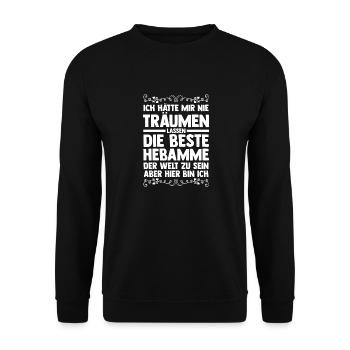 Geburtshelferin Hebamme - Unisex Pullover - Schwarz - Vorne - Alina (178cm) & Michal (187cm)