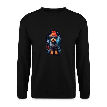 Schnauzer miniature en chapeau d’hiver Happy Miniature - Sweat-shirt Unisexe - noir - Devant - Alina (178cm) & Michal (187cm)