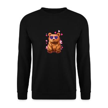 La Saint-Valentin Drôle Ours Amoureux Animal Mignon - Sweat-shirt Unisexe - noir - Devant - Alina (178cm) & Michal (187cm)