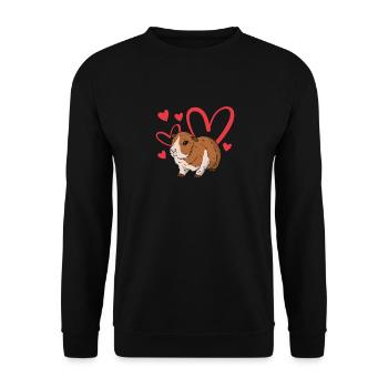 Meerschweinchen-Besitzer Herz Valentinstag lustig - Unisex Pullover - Schwarz - Vorne - Alina (178cm) & Michal (187cm)