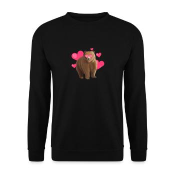 Valentine's Day Funny Bear Lover Cute Animal - Unisex Sweatshirt - black - Front - Alina (178cm) & Michal (187cm)