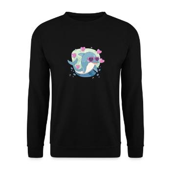 Valentinstag lustig Delphin Liebhaber niedlich - Unisex Pullover - Schwarz - Vorne - Alina (178cm) & Michal (187cm)