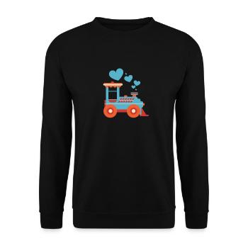Train Coeurs Saint-Valentin Mignon V-Day Lover Heart - Sweat-shirt Unisexe - noir - Devant - Alina (178cm) & Michal (187cm)