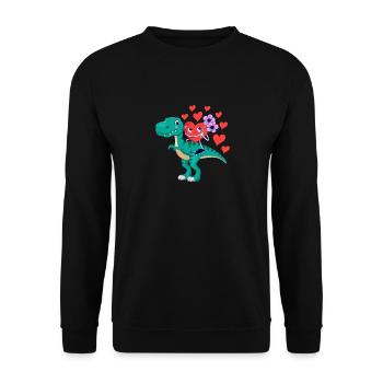 Coeur chevauchant dinosaure Saint-Valentin T-Rex V-Day - Sweat-shirt Unisexe - noir - Devant - Alina (178cm) & Michal (187cm)