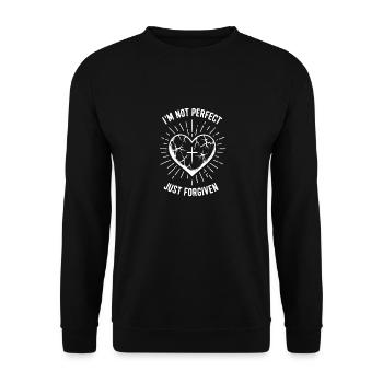Ich bin nicht perfekt, nur vergeben - Unisex Pullover - Schwarz - Vorne - Alina (178cm) & Michal (187cm)