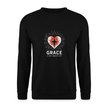 Grace is God's Greatest Gift - Unisex Sweatshirt - black - Front - Alina (178cm) & Michal (187cm)