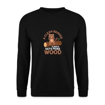 A Clean Beaver Always Gets More Wood Animal Rodent - Unisex Sweatshirt - black - Front - Alina (178cm) & Michal (187cm)