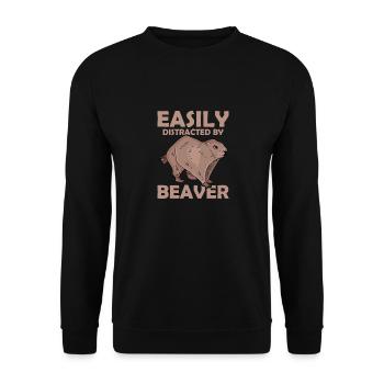 Easily Distracted By Beaver Rodent Animal - Unisex Sweatshirt - black - Front - Alina (178cm) & Michal (187cm)
