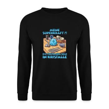 Sparkling Creations Kristallzüchter Geschenk - Unisex Pullover - Schwarz - Vorne - Alina (178cm) & Michal (187cm)