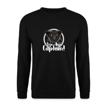 Aye-Aye Captain Primat Lemuren Madagaskar - Unisex Pullover - Schwarz - Vorne - Alina (178cm) & Michal (187cm)