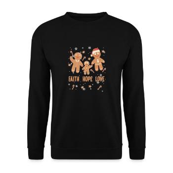Gingerbread Man Faith Hope Love Religious - Unisex Sweatshirt - black - Front - Alina (178cm) & Michal (187cm)
