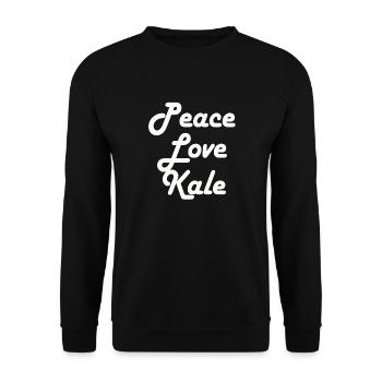 Cute Vegetarian Gift Vegan Quote Peace Love Kale - Unisex Pullover - Schwarz - Vorne - Alina (178cm) & Michal (187cm)