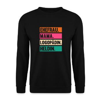 Mama Mutter Logopädie Logopädin - Unisex Pullover - Schwarz - Vorne - Alina (178cm) & Michal (187cm)